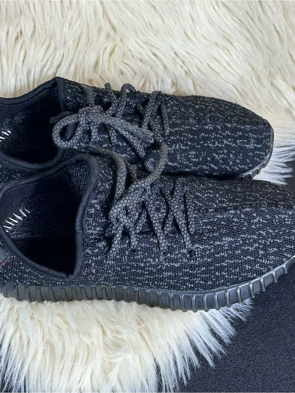 adidas yeezy boots 350 Black Ribbed Slide Sandals